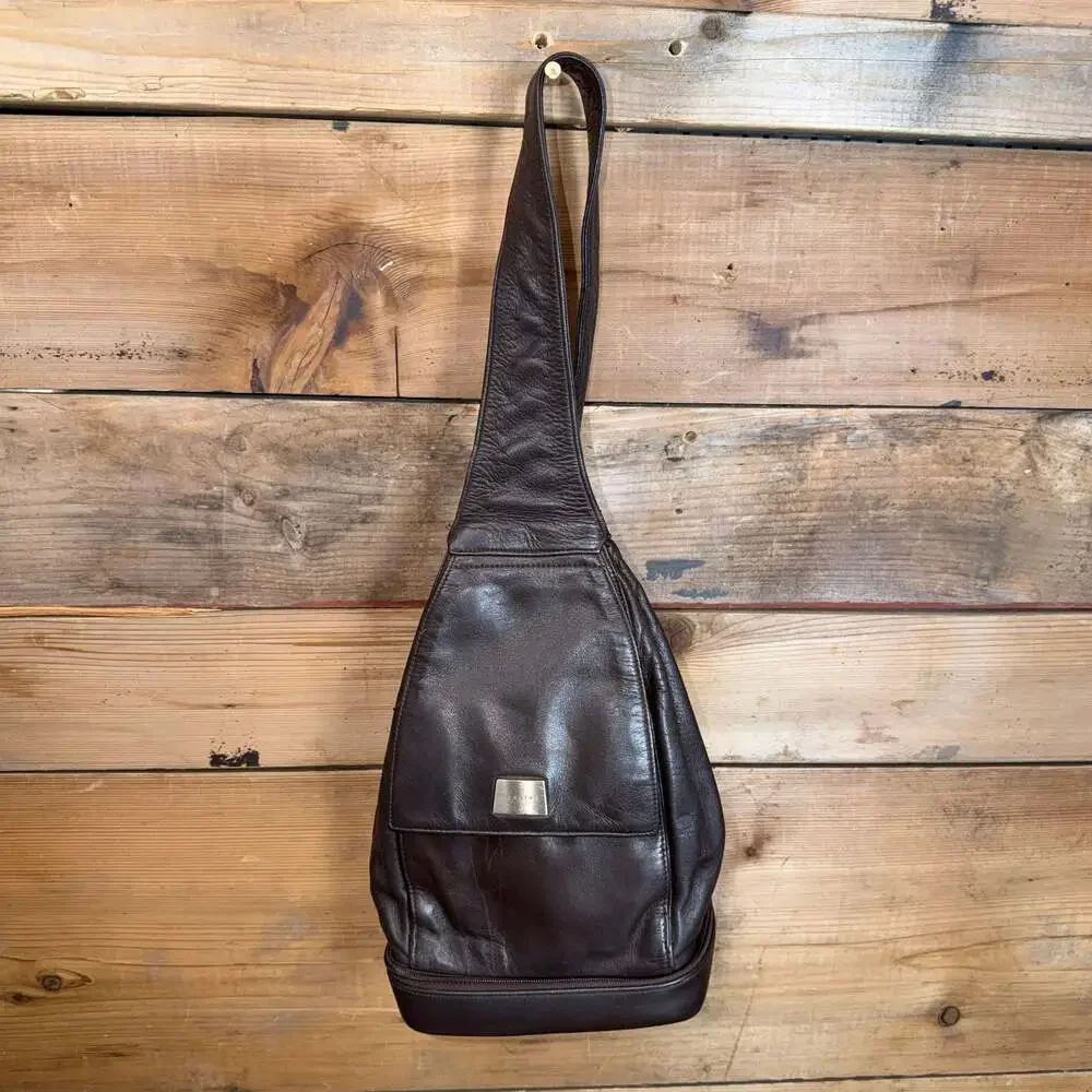 Perlina Dark Brown Soft Leather Sling Bag Backpack
